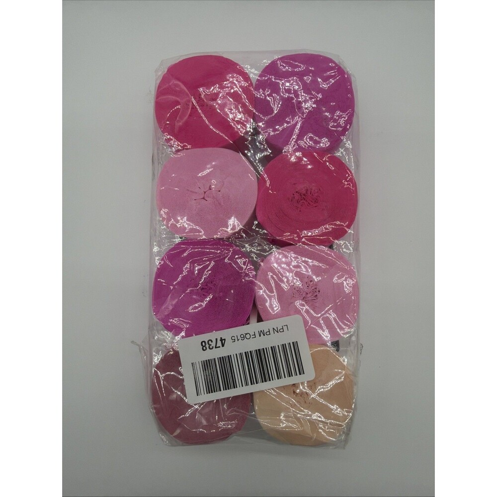 8 Rolls Crepe Paper Streamers in Pink Colors, Wedding Birthday Baby Shower